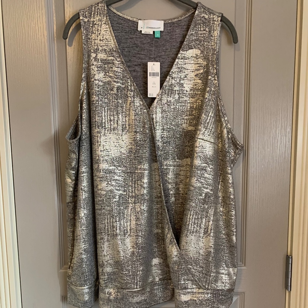 NWT Anthropologie Metallic Sleeveless Top